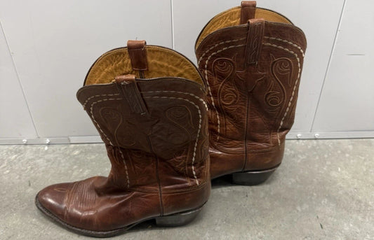 Lucchese Cowboy Boots Mens 12D Brown Leather Handmade USA Western Boots