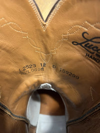 Vintage Lucchese Roper Handmade Western Brown Leather Cowboy Boots Sz 12 D
