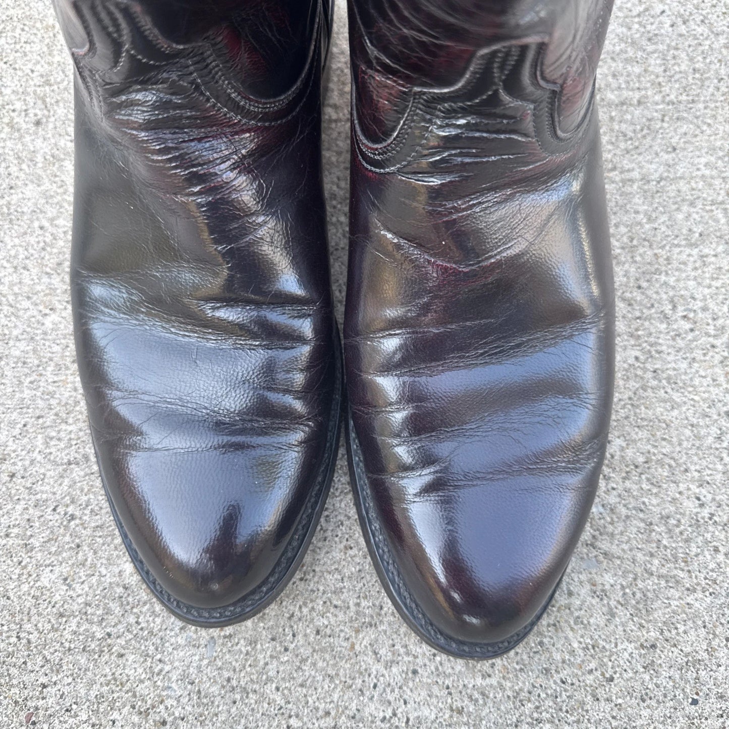 Lucchese Handmade Roper Boots Mens 8.5 D - 85680 Color: Black Cherry