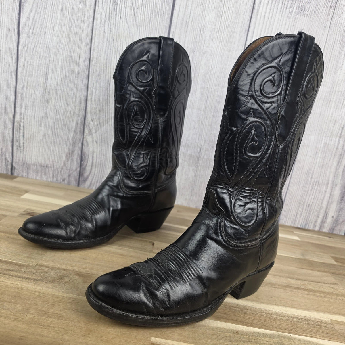 Black Jack Handmade Western Cowboy Boots Black Size 8.5 B