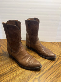 Vintage Lucchese Roper Handmade Western Brown Leather Cowboy Boots Sz 12 D