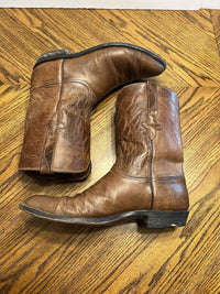 Vintage Lucchese Roper Handmade Western Brown Leather Cowboy Boots Sz 12 D