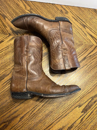 Vintage Lucchese Roper Handmade Western Brown Leather Cowboy Boots Sz 12 D
