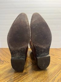 Vintage Lucchese Roper Handmade Western Brown Leather Cowboy Boots Sz 12 D
