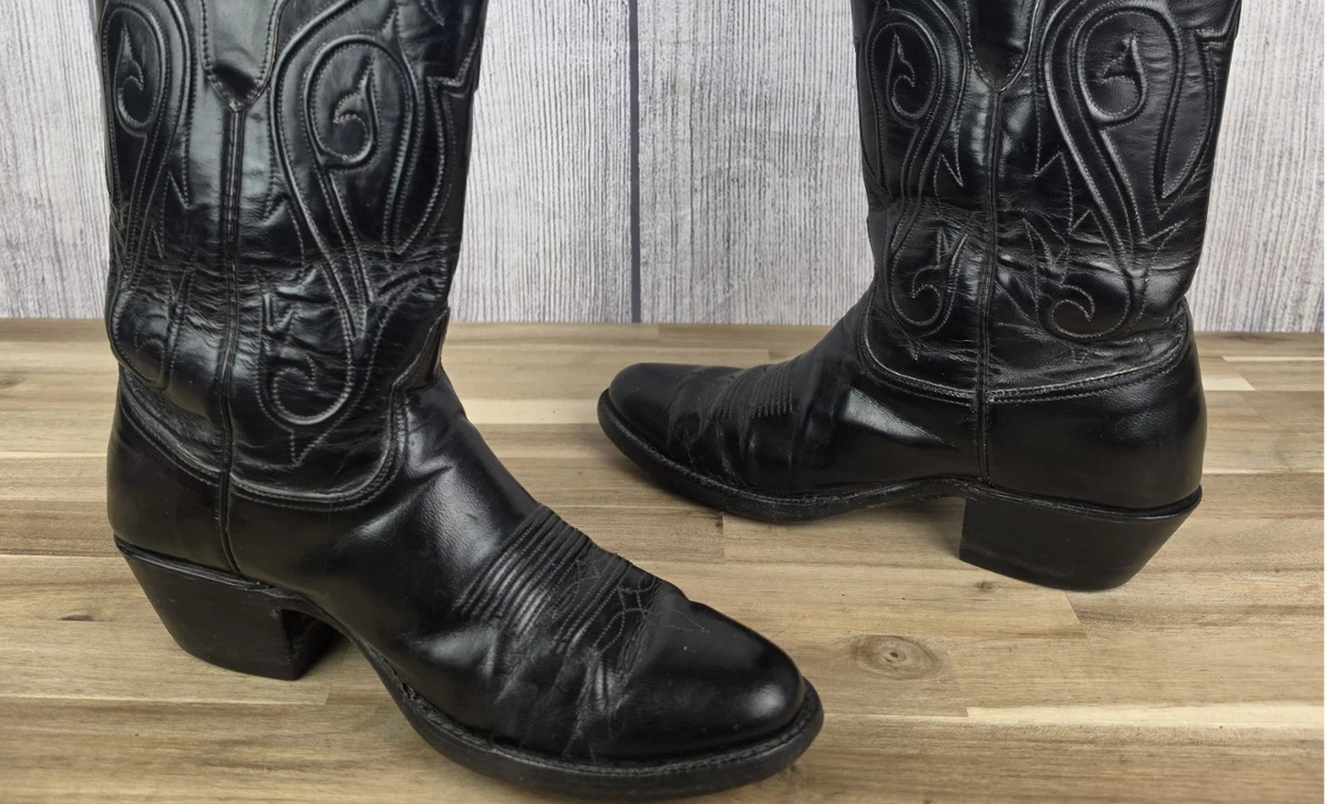 Black Jack Handmade Western Cowboy Boots Black Size 8.5 B