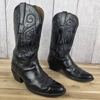 Black Jack Handmade Western Cowboy Boots Black Size 8.5 B