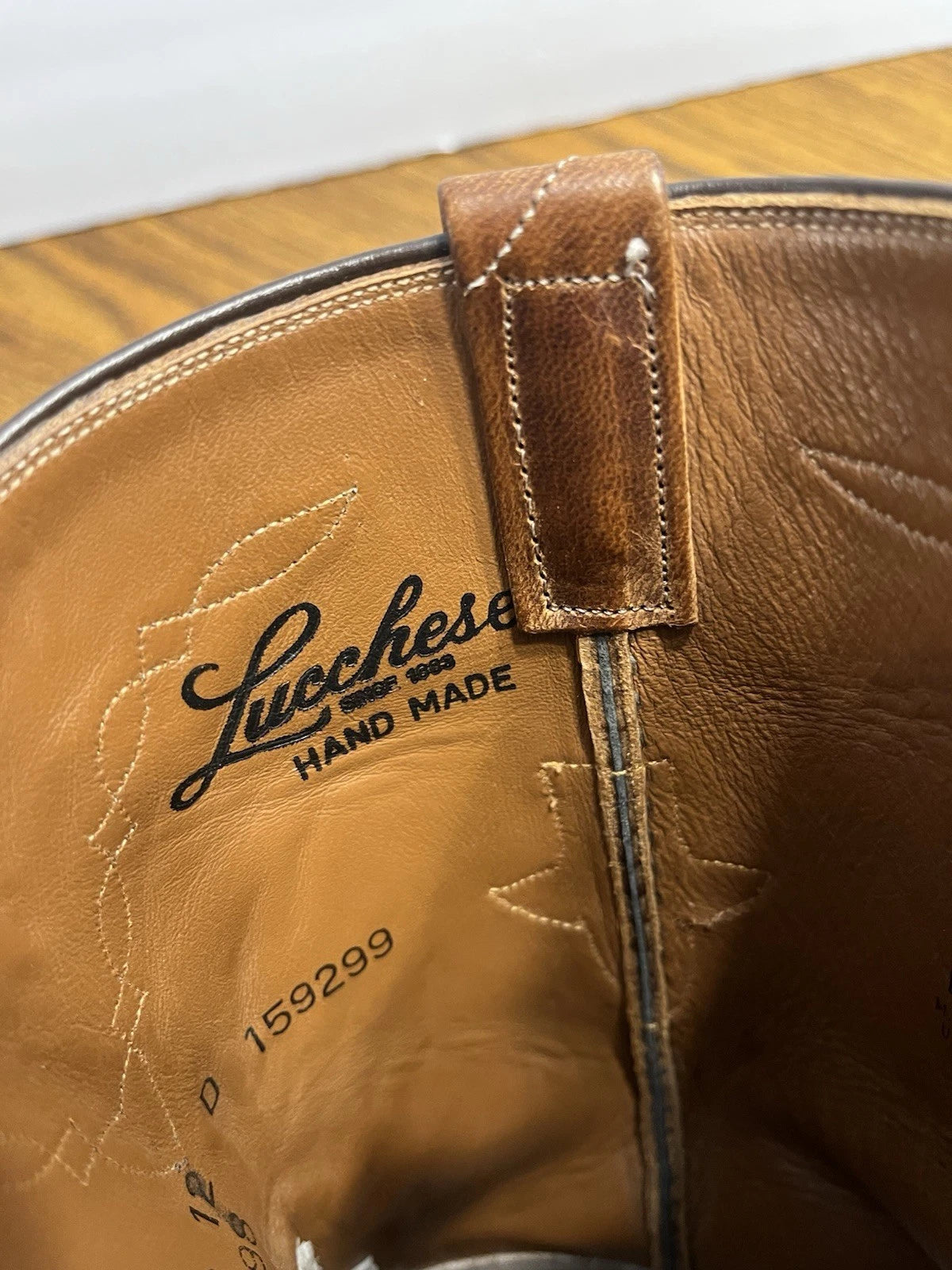 Vintage Lucchese Roper Handmade Western Brown Leather Cowboy Boots Sz 12 D